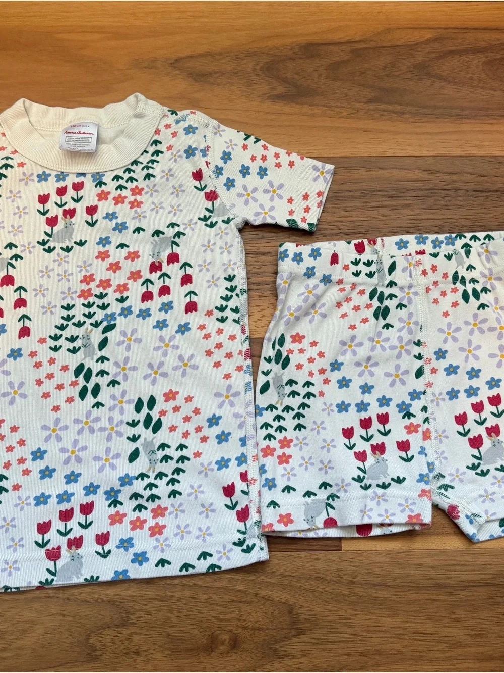 Hanna Andersson Floral Short Pajama Set Size 4 100cm